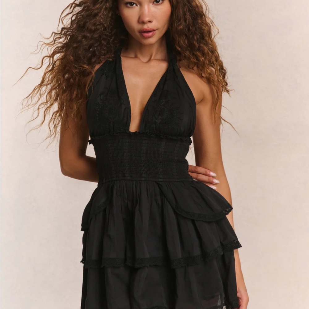 Loveshack fancy Black Halter Dress